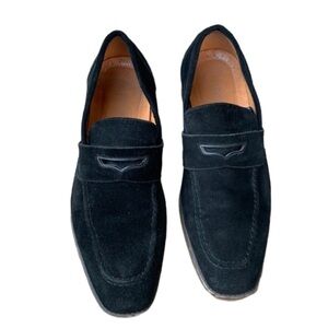 Stacy Adam COLFAX Mac Toe Penny Slip On Black Suede Men’s Dress Shoe size 10